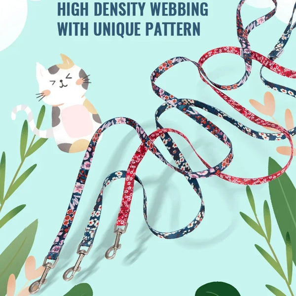 Colorful Floral Flat Pet Leash