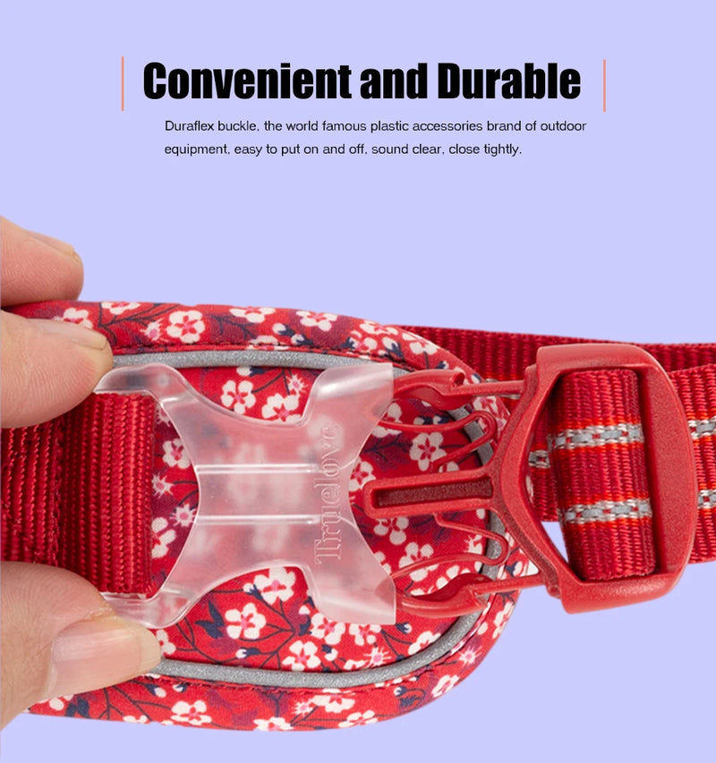 Comfortable and Safe No-Pull Dog Harness with a Floral Design