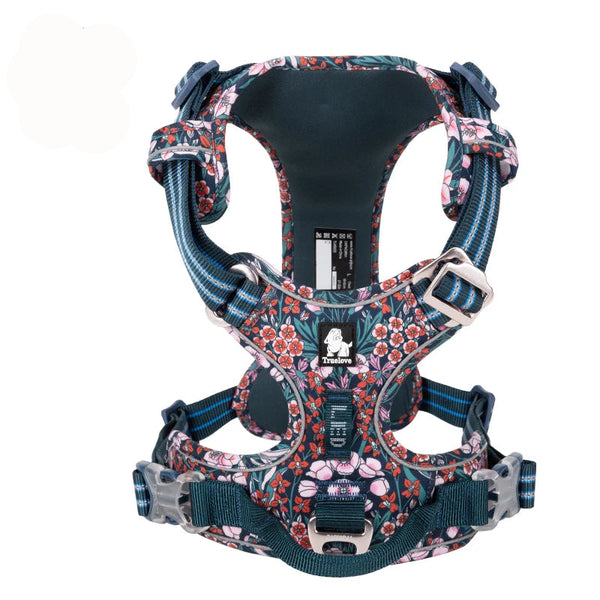 Comfortable and Safe No-Pull Dog Harness with a Floral Design