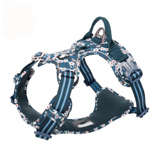Comfortable and Safe No-Pull Dog Harness with a Floral Design