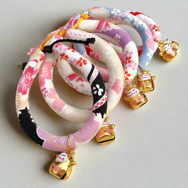 Cute Japanese Sakura Style Cat Necklace with Bell 1