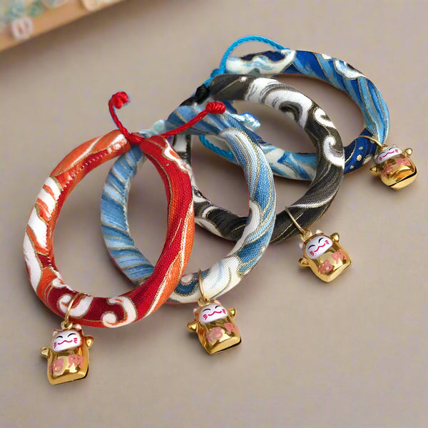 Cute Japanese Sakura Style Cat Necklace with Bell 2
